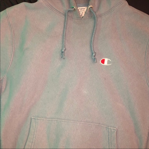 Teal Blue Champion Reverse Weave Hoodie - Picture 4 of 4
